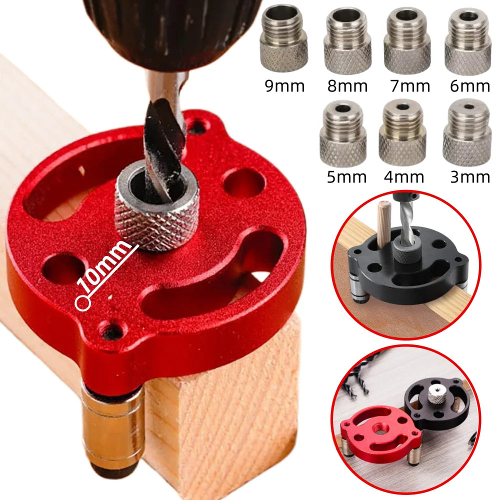 3-10mm Woodworking Self-Centering Dowel Jig Handheld Drill Guide Locator Straight Holes Wood Panel Hole Puncher Locator Tool Qme