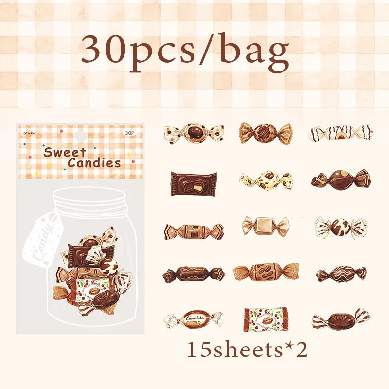 Candy Shaped Sticker Pack, Sweet Style Stickers for Junk Journal Decoration, Decorative Stickers for Water Cups, Photo Frames Qme D