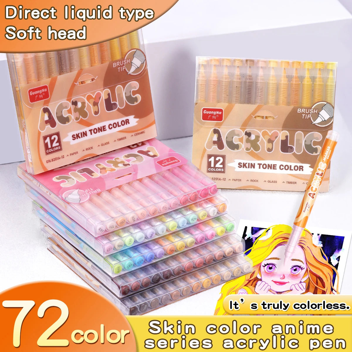 12 Colors/box Soft Tip Acrylic Marker Pens Set Water Resistant Paint Pen for Rock Wood Glass Canvas Graffiti DIY Art Stationery Qme