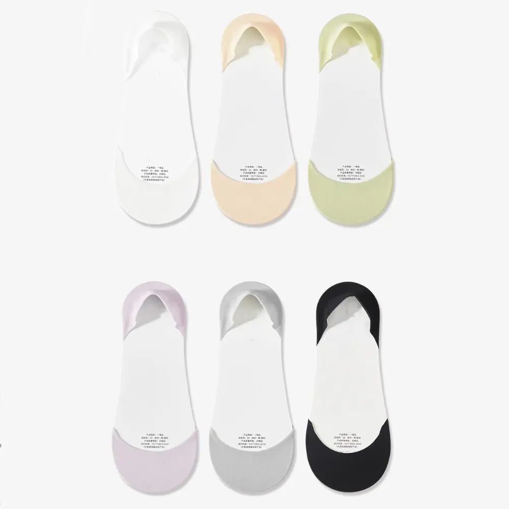 3Pairs Solid Invisible Socks Women Anti Slip Thin Summer Sweat Qme