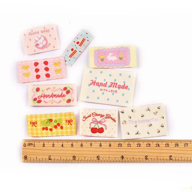 20pcs 15-56mm Mix Colorfull Cartoon Pattern Rectangle Label For DIY Clothing Decorative Personality Sewing Accessories cp3821 Qme