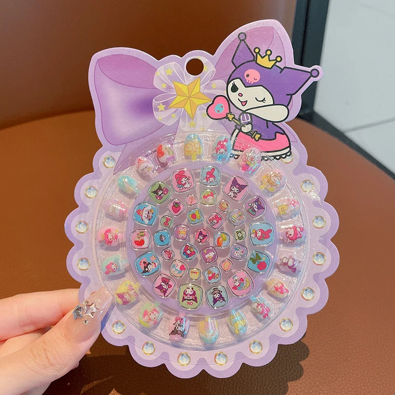 Hello Kitty Kuromi Nail Stickers Non-toxic, Odorless, Nail Art Stickers, Cartoon-themed with Pre-applied Adhesive, Toy Stickers Qme