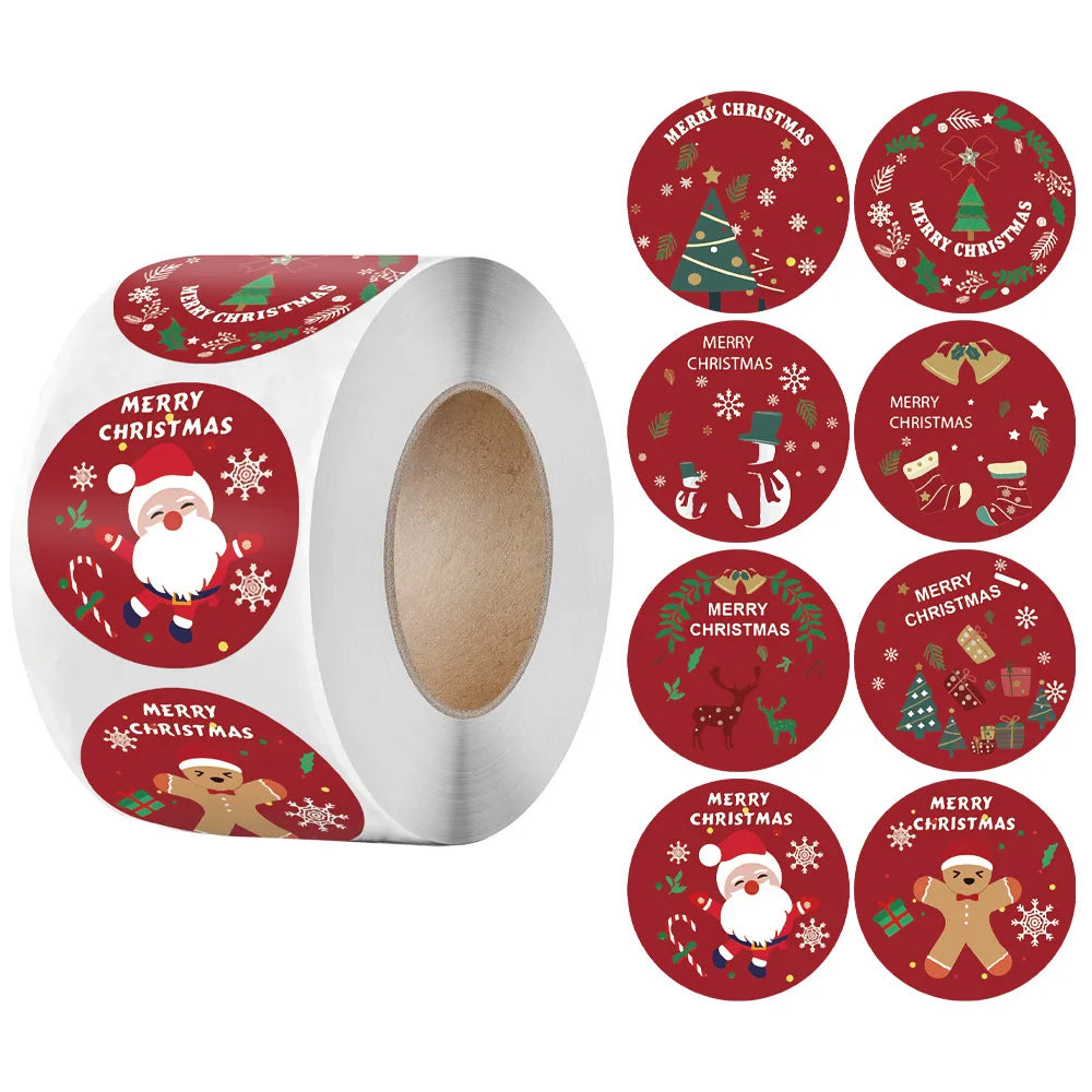 500Pcs Merry Christmas Stickers Christmas Theme Seal Labels Stickers For DIY Gift Package Envelope Stationery Decor Qme G202