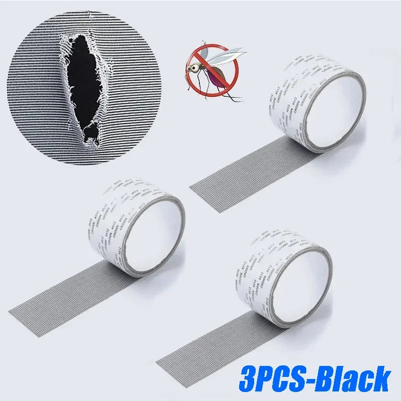 1ps Easy-to-Apply Waterproof Window Screen Repair Tape – Keep Mosquitoes Out with Our Anti-Insect, Self-Adhesive Mesh Patch Qme 3PCS-BLACK