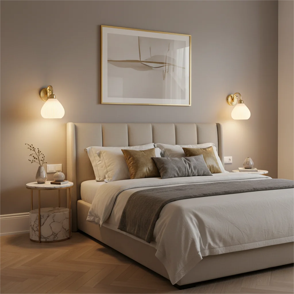 Modern Simple Soft Style Wall Lamp Metal Body Gold Color Bedroom Decor Sconce Light LED Acrylic Lampshade Corridor Wall Lustre Qme