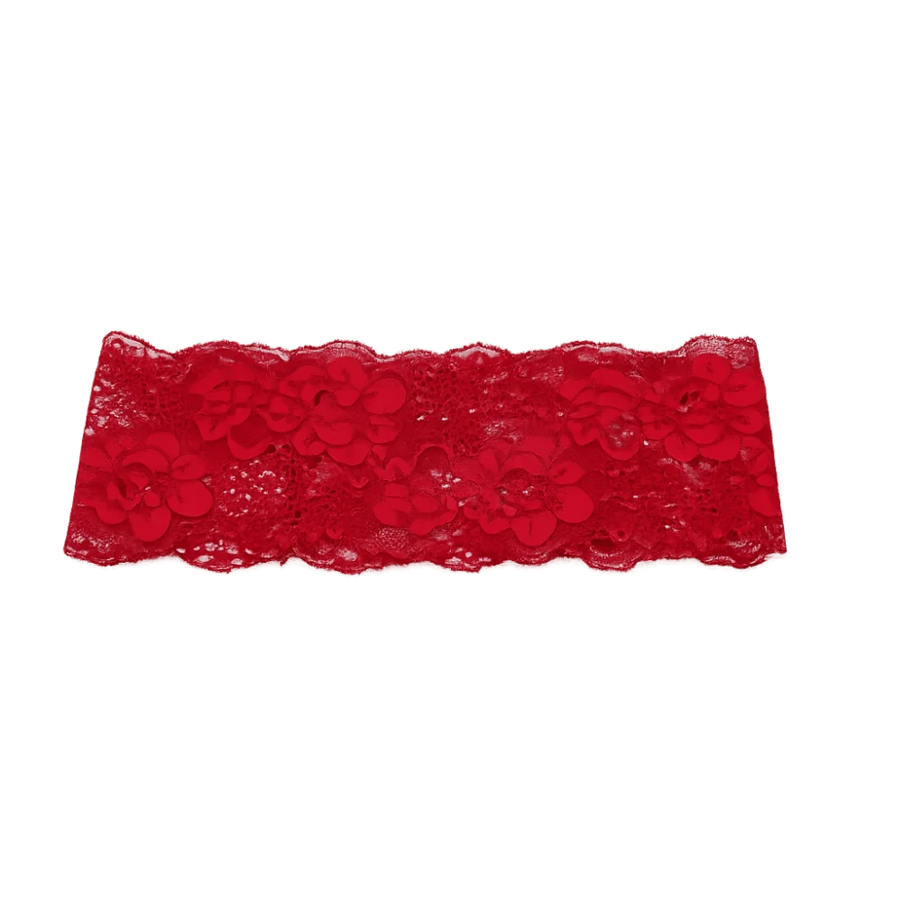 Korean Lace Floral Headbands Solid Spandex Hollow-out Lightweight Qme Red