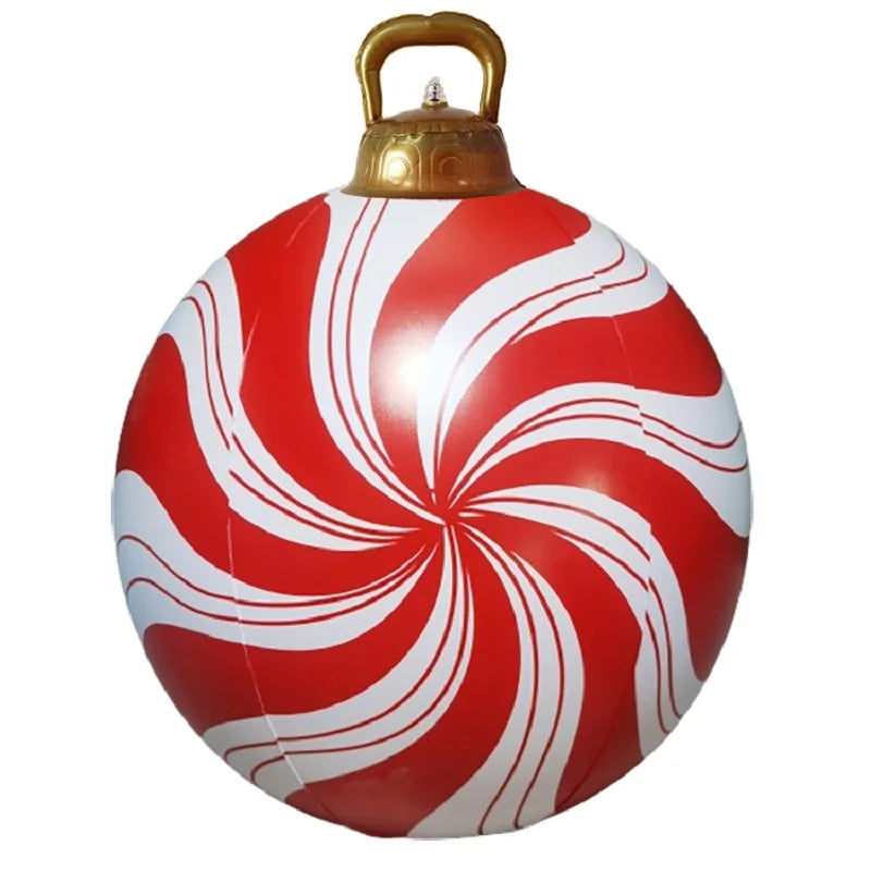 PVC inflatable 24-inch Christmas ball Christmas tree decoration Dance courtyard porch pavilion interior atmosphere decoration Qme C 60cm