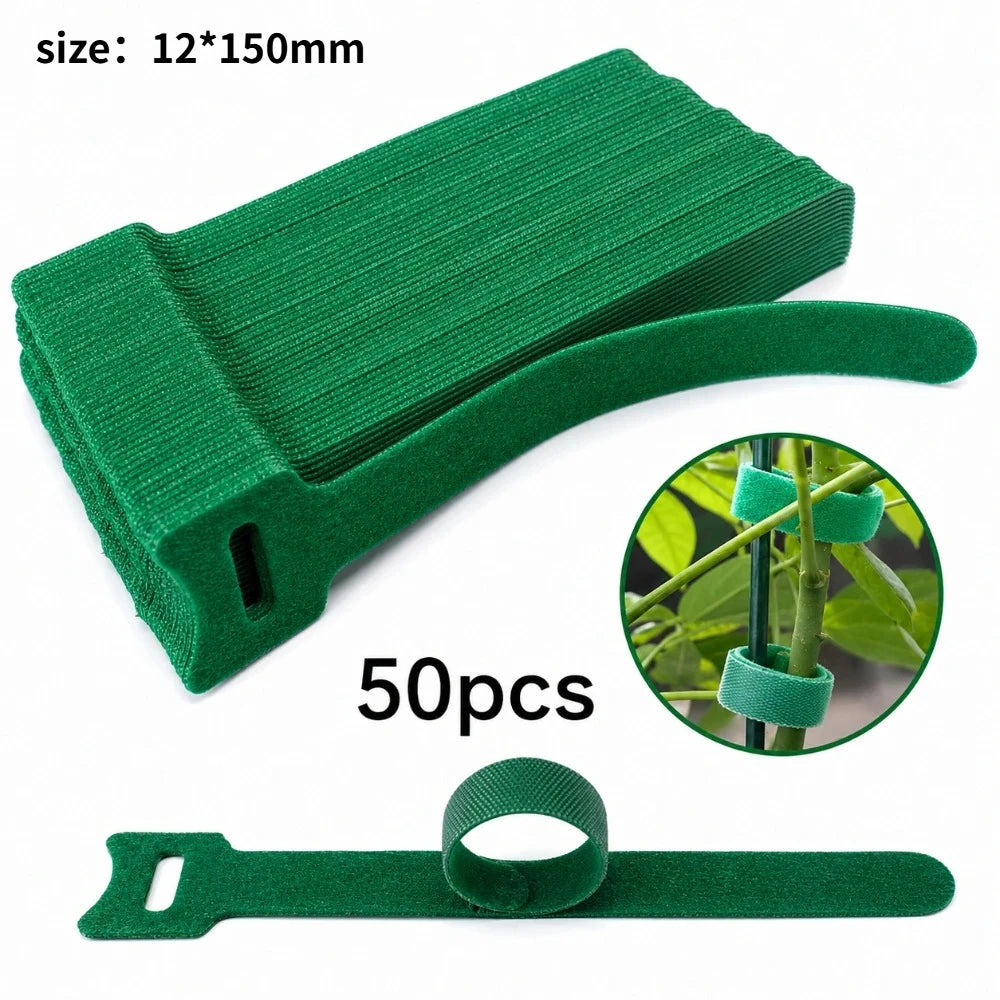 50/100Pcs Adjustable Hook Loop Plant Ties Anti Slip Reusable Soft Straps For Garden Flower Vine Fixed Binding Arrangement Qme Green 50pcs