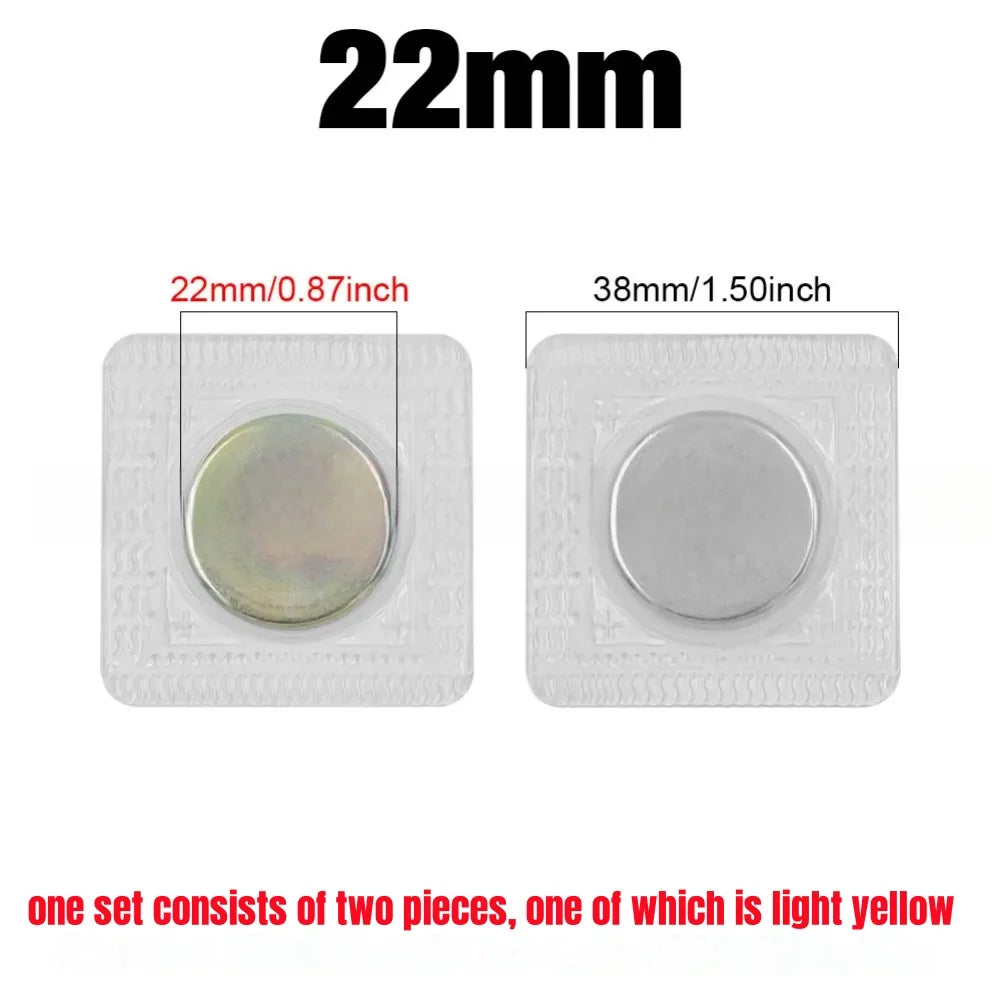1Pair PVC Invisible Strong Magnetic Snaps Button Hidden Magnetic Fastener for Handbag Clothing Clasp DIY Craft Sewing Supplies Qme 22mm(Round)