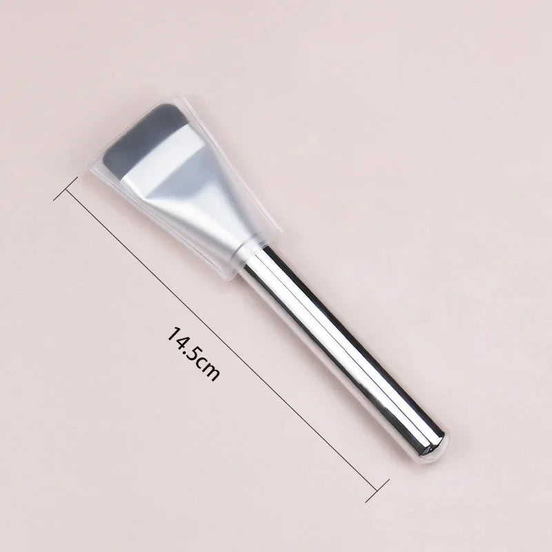 White Plastic Handle Flat Foundation Makeup Brush Soft Synthetic Hair Qme