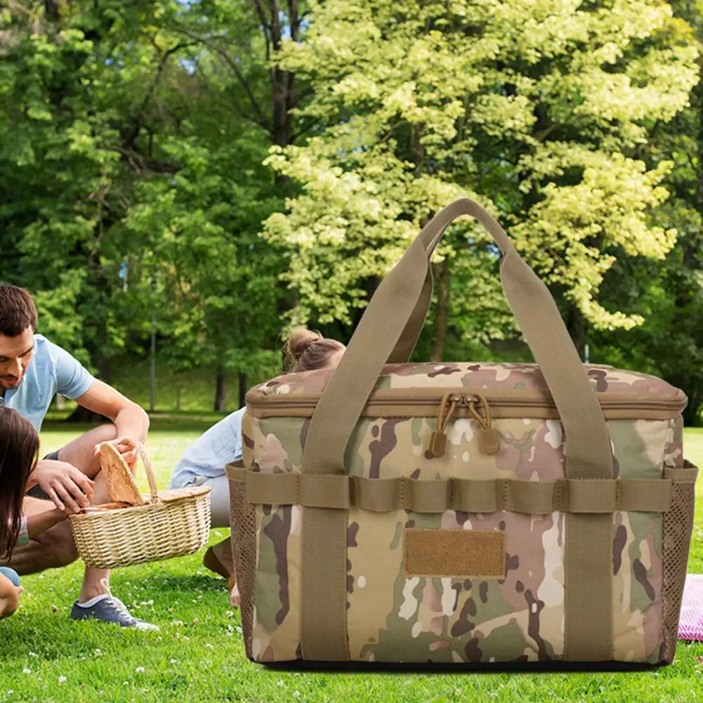 Outdoor Camping Storage Bag Large-capacity Tactical Bag Multi-Functional Gas Tank Picnic Cookware Utensils Organizer Bag Qme