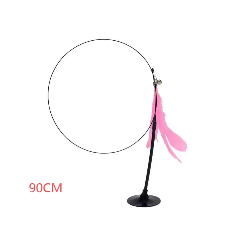 Cat Teaser Stick With Bell, Feather, Long Rod Suction Cup Qme