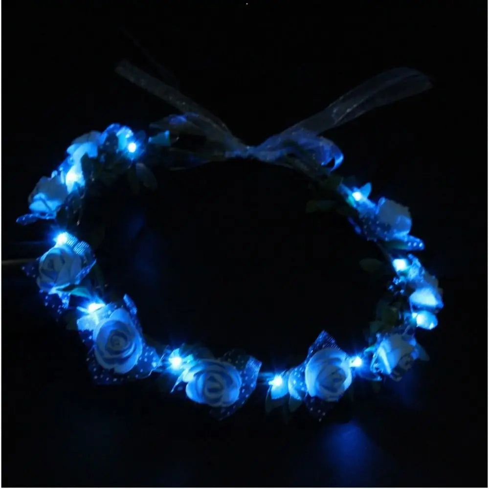 Elegant Vintage Luminous Foam Party Headwear Crown Flower Headband Qme blue