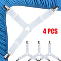4Pcs Triangle Bed Sheet Holders Adjustable Elastic Fixed Holder Fixing Non-Slip Strap For Home Elastic Straps Adjustable Clips Qme 4pcs White