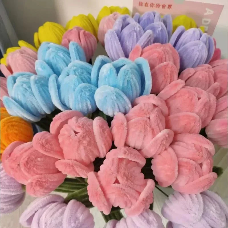 100/200/300PCS Colorful Chenille Stems DIY Wired Twist Stick Hair Strip Kids Handmade Educational Toys Qme