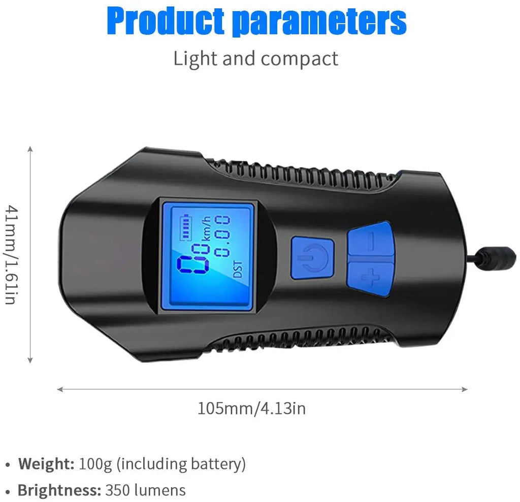 Bike Light Set,Bicycle Headlight with Horn and Speedometer Odometer,USB Rechargeable Bike Front Light and Tail Light Qme