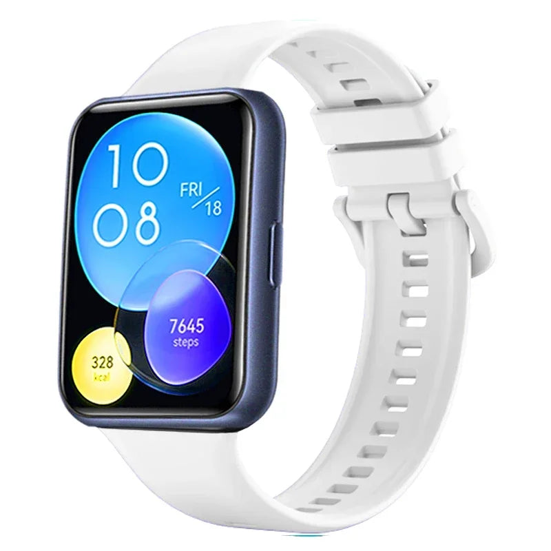 Silicone Band For Huawei Watch FIT 2 Strap smart Wrist watchband metal Buckle sport Replacement bracelet fit2 correa Accessories Qme White