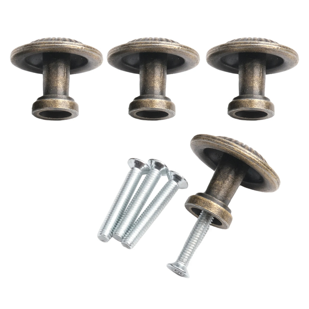 4Pcs Vintage Bronze Cabinet Knobs Set Cupboard Door Pull Knob Zinc Alloy Dresser Knob Furniture Handle Pulls Jewelry Box Knobs Qme