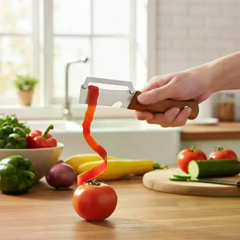 Durable And Smooth Wooden Multi Functional Vegetable Peeler With Ergonomic Handle For Peeling And Slicing Fruits/Vegetables Qme