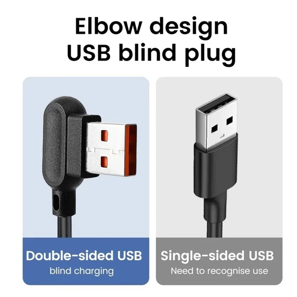 USB Type-C 90° Angle Elbow Fast Charging Spring Data Cable Spiral Coiled Retractable Data Cord Quick Charge For Huawei Samsung Qme