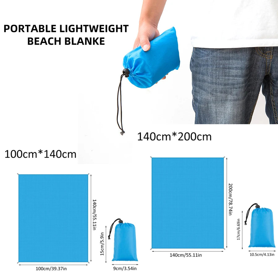 1.4*2m Waterproof Pocket Beach Blanket Folding Camping Mat Mattress Portable Lightweight Outdoor Picnic Mat Sand Beach Sunbathin Qme