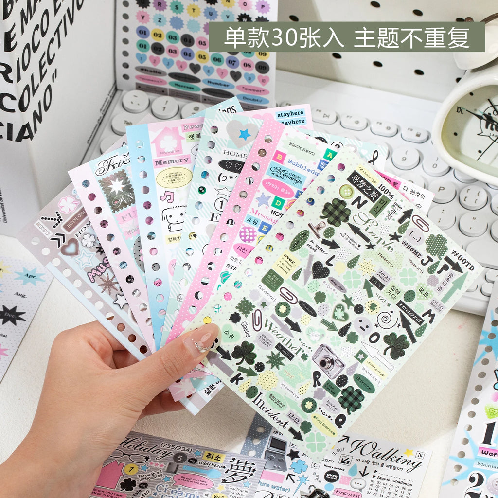 30 Pcs Die-Cut Sticker Book Japanese Anime Character Theme Showa Style Glitter Matte Glossy Finish School Stationery Supplies Qme
