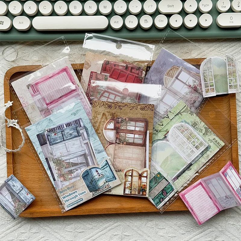 1pack Handbook Material Stickers Collection Light Vintage Window Organs 10pcs Per Pack Door and Window Themed Time1pack/2p Qme