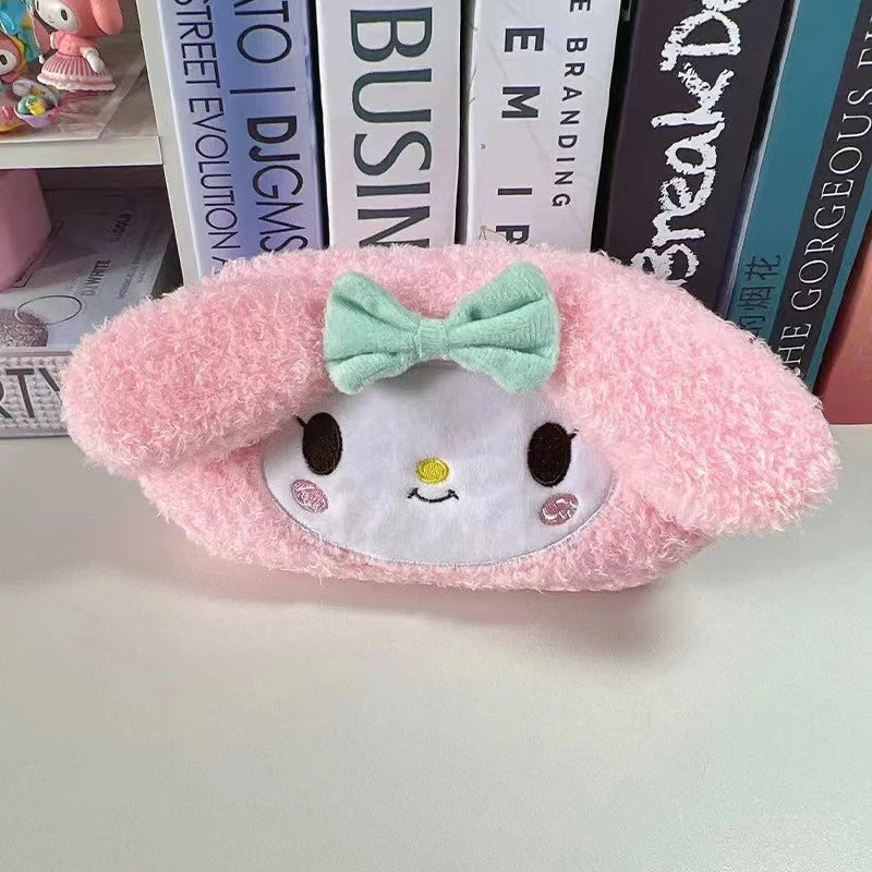 Sanrio KT Cat Plush Pencil Case High-value Cross Cute Bow Cartoon Qme Pink