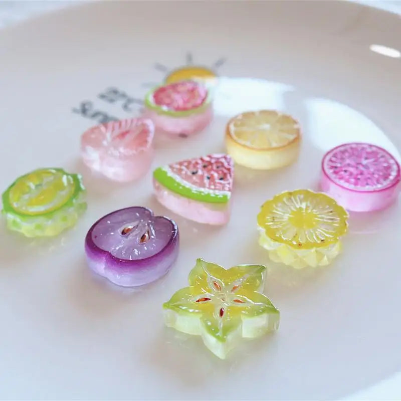 10PCS Mini Adorable Watermelon Flat Back Cabochons Kawaii Fruit Pieces for DIY Scrapbook Gift Wrapping Decor Qme