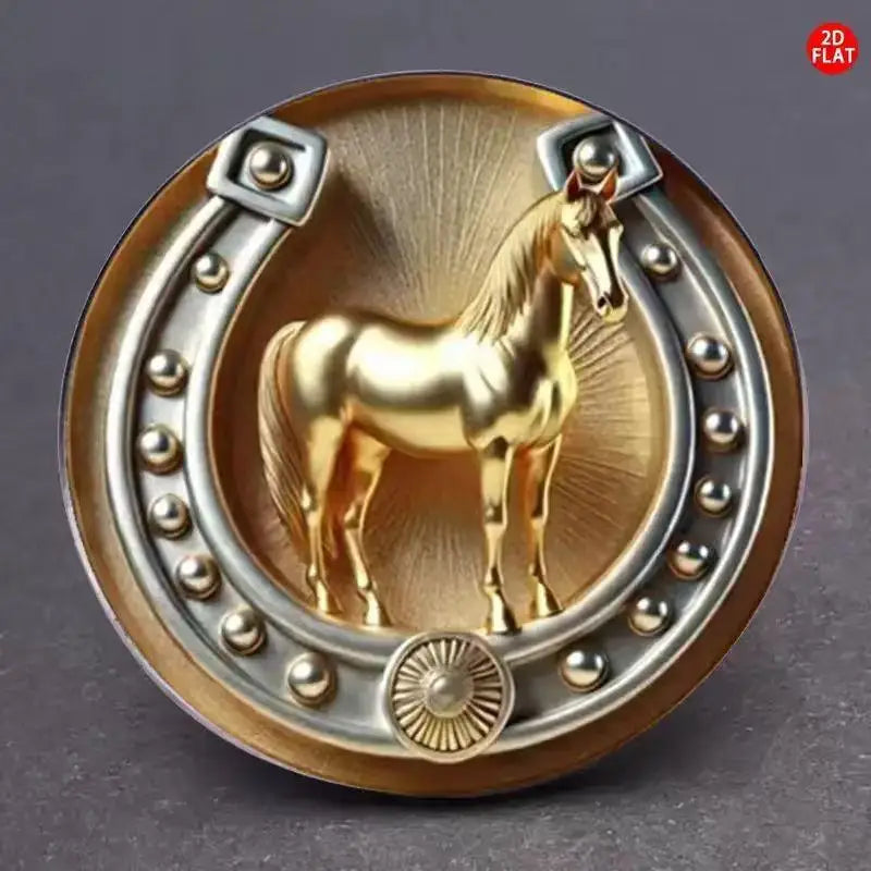 Golden Horse Brooch Zinc Alloy Women Men 2D Flat Animal Party Office Qme