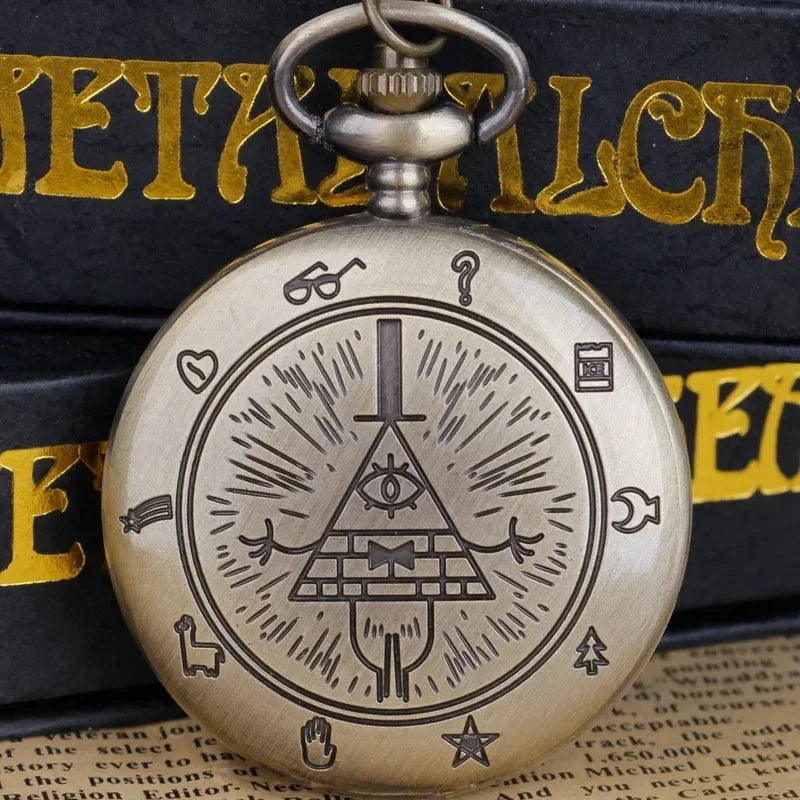 Bronze Strange Vintage Quartz Pocket Watches Necklace Steam Punk Pendant Mens Women Pocket FOB Watch Halloween Gifts Qme black