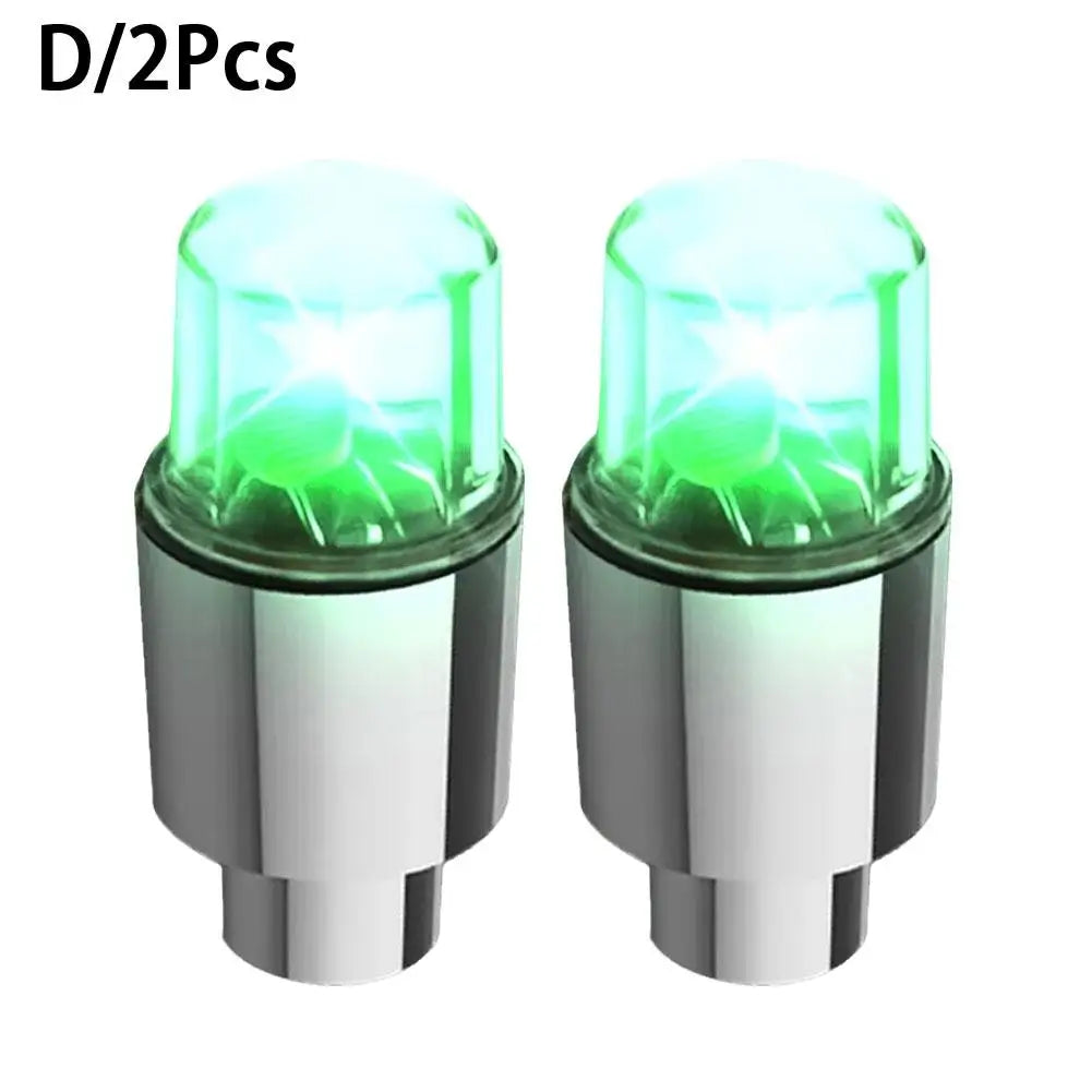 Wheel Lights LED Bicycle Valve Light Universal Car Neon Lamp Cover Qme Green light