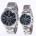 2pcs Classic Simple Quartz Watches Stainless Steel Watch Couple Watch Qme silver black