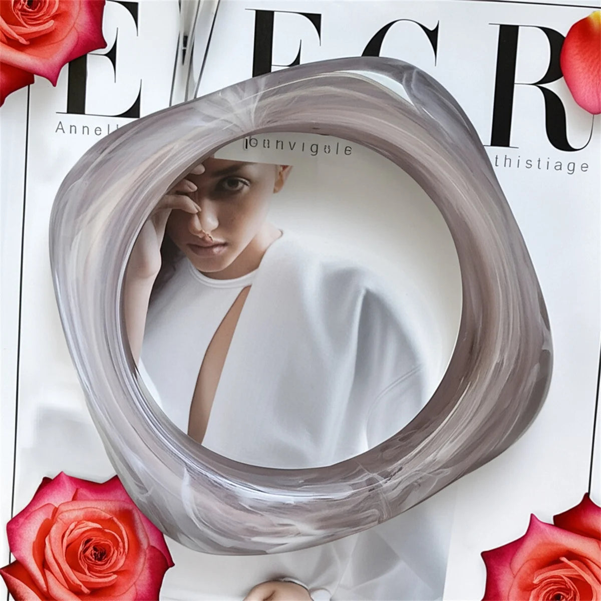 Fashion Summer Trendy Color Clear Wide Version Square Acrylic Resin Bracelet Women Girl Ins Party Travel Jewelry Hip Hop Bangle Qme huise 63mm