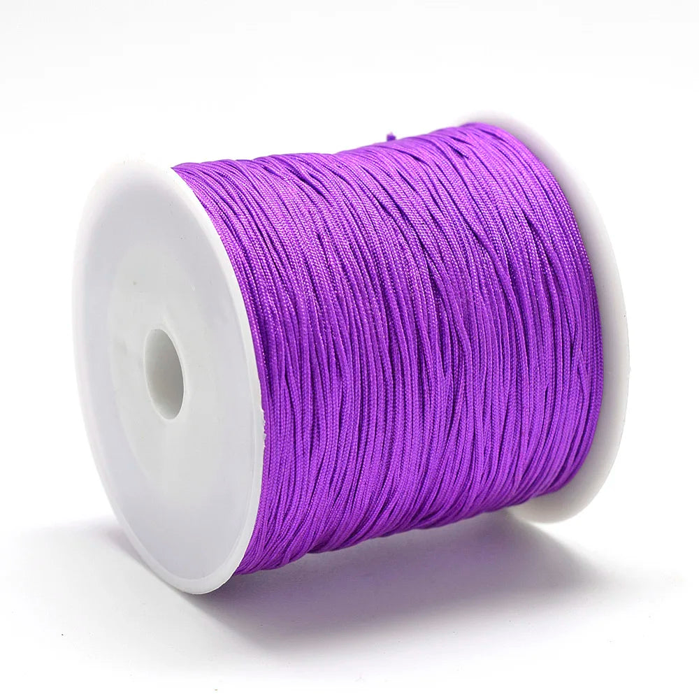 PandaHall 100m/Roll Nylon Thread Braided Chinese Knotting Cord for Jewelry Making, 0.8mm Hole String for DIY Bracelet Beading Qme Purple