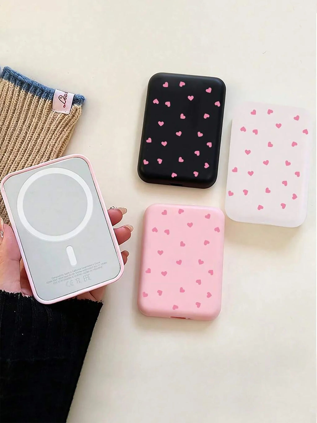 1 Black Pink Heart-shaped TPU Charging Protective Case Compatible Qme