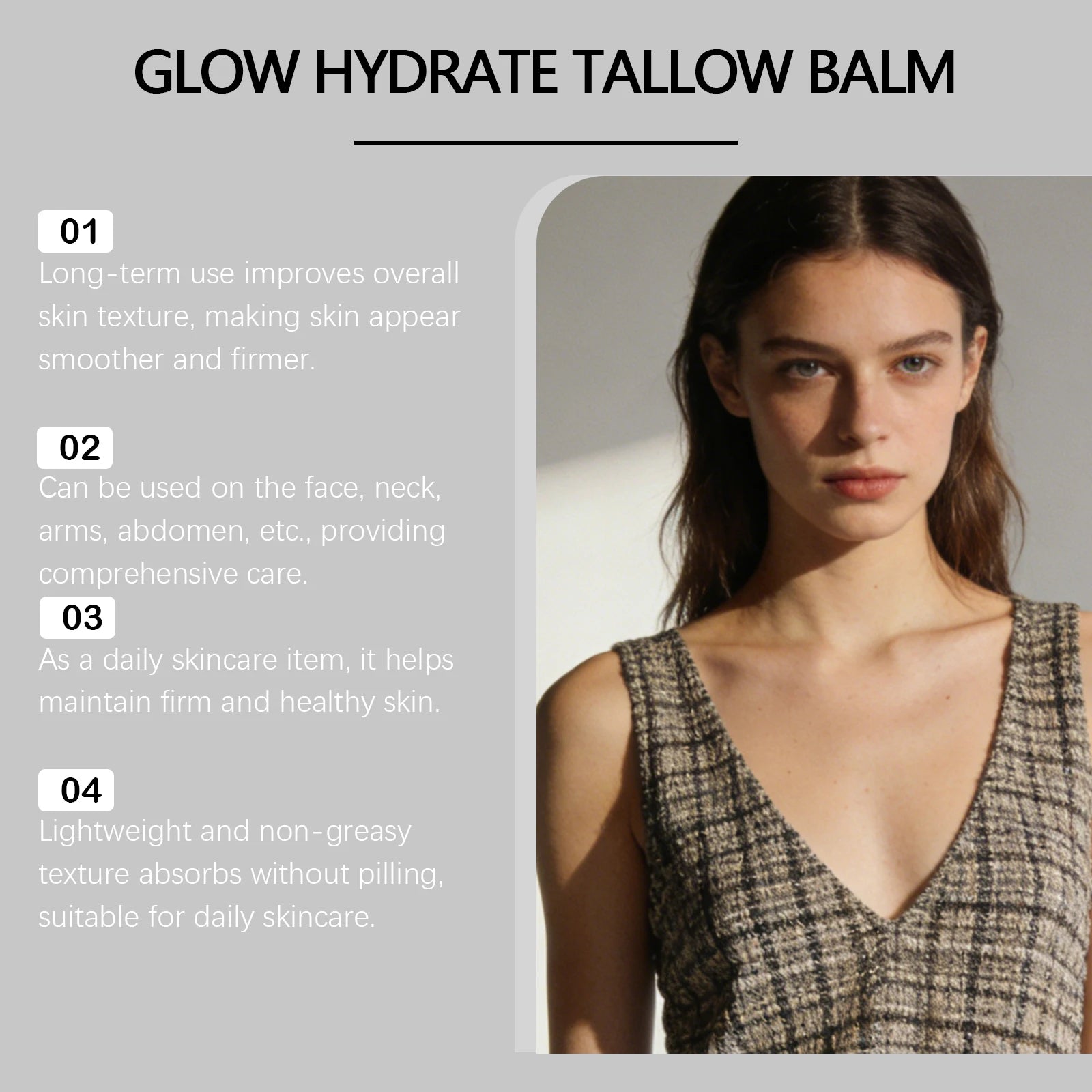 Natural GHK-CU Copper Peptide Tallow Balm for Face Body Firming Hydrating Brightening Moisturizer for Mature Dry Sensitive Skin Qme