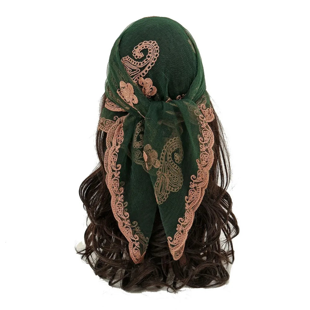 Embroidered Lace Embroidery Square Scarf Thin Cashew Pattern Lace Headwrap Breathable Fabric Lace Trim Lace Shawl Headband Qme Style 5