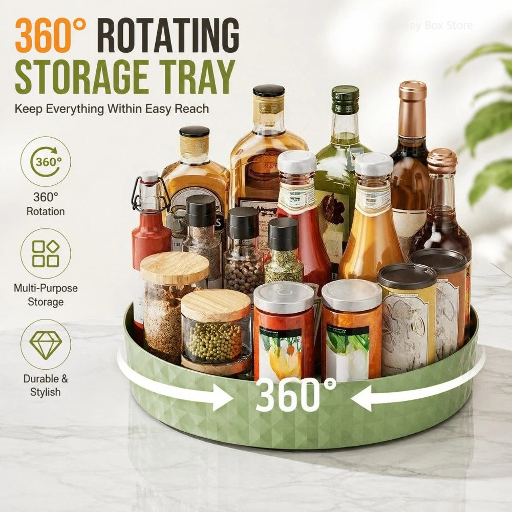 1/3Pcs 360 Degree Rotatable Storage Tray Round Non-slip Spice Rack Household Organizer for Kitchen Seasoning Cosmetics Qme
