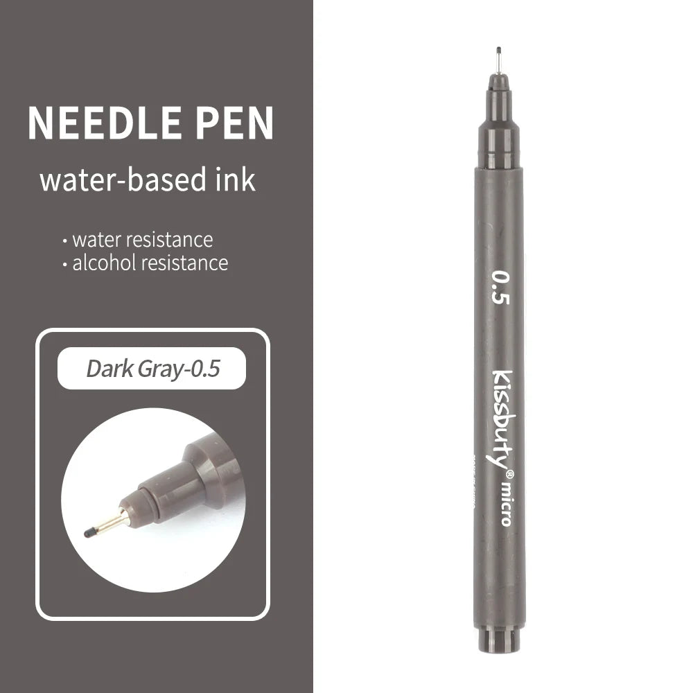 Micro-Pen Fineliner Pens,Color Pigment Liner Multiliner Archival Ink Micro Fine Point Pens for Sketching, Drawing, Journaling Qme 0.5-Dark gray