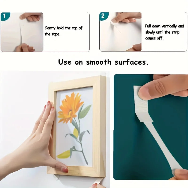 12Pcs No Drilling Hanging Picture Strip, Double-Sided Adhesive Wall Installation Tape, Suitable for Small Picture Frames Qme