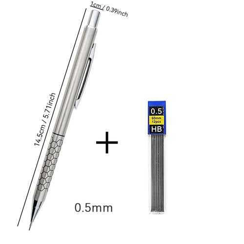 0.5 0.7 0.9mm Metal Mechanical Pencil with Eraser Set HB Lead Art Sketch Drawing Supplies Automatic Pencil Writing Stationery Qme