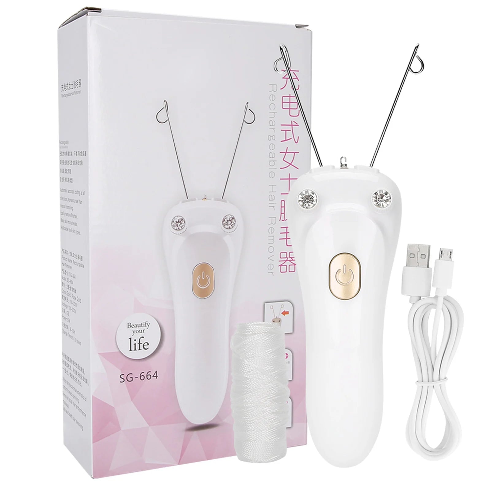 Electric Threading Epilator High Quality Threader Hair Remover Physical Depilation 2 Colors Face Arms for Woman Armpit Qme Gold