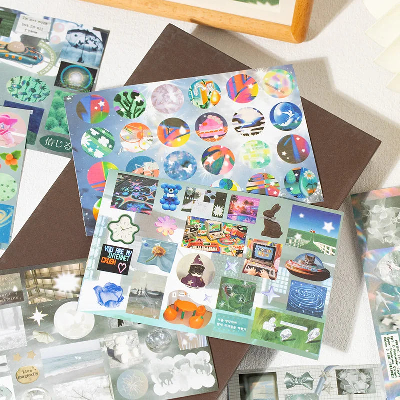 72piece Cute Japanese Y2K Cut Film Sticker book Girl Journal Phone Case DIY Scrapbook Stickers Kawaii Decoration Sticker Gift Qme