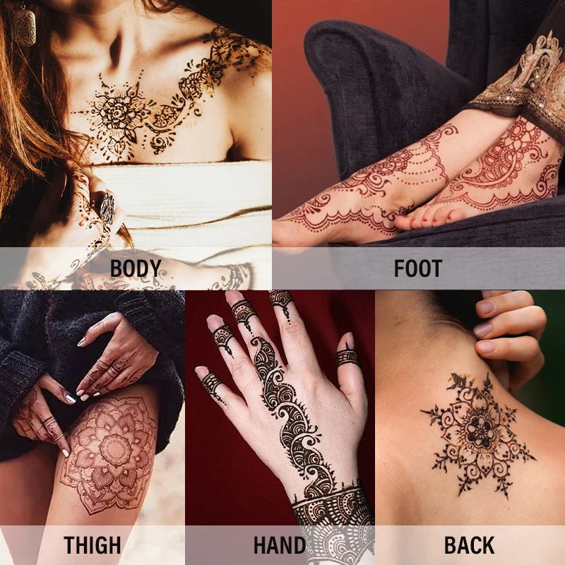 Henna Temporary Tattoo Non-toxic Cone Body Paint Brown Paste Qme