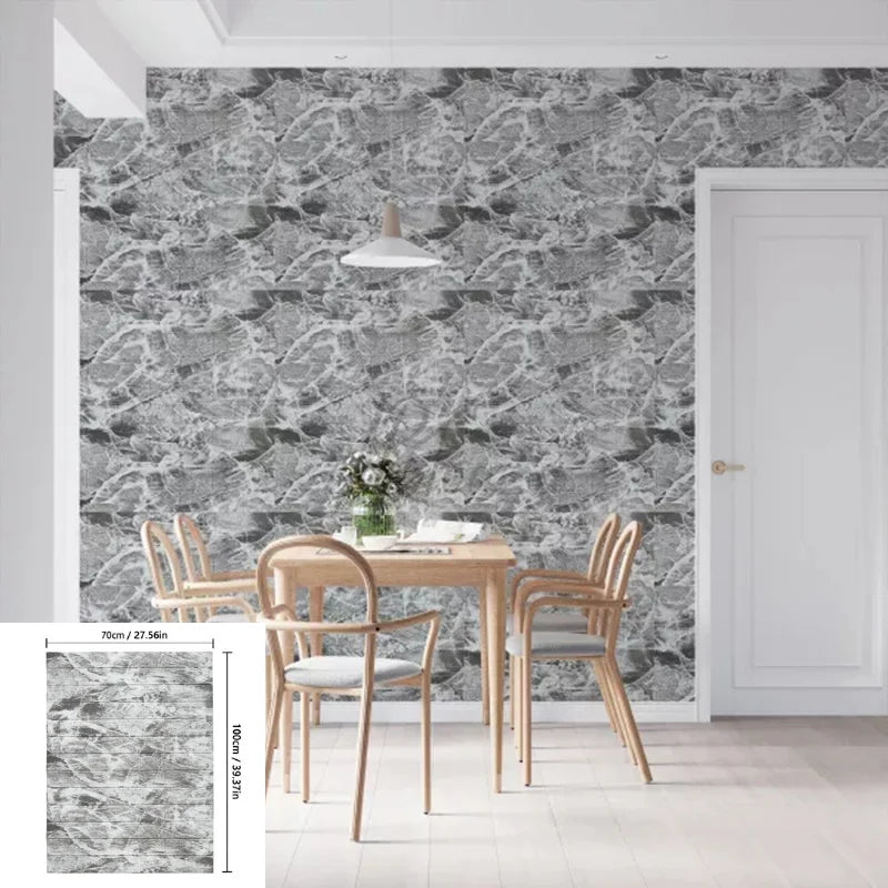 Waterproof Stain Resistant 3D Brick Wallpaper 70cmx2m Wall Sticker Qme retro grey 70CMx1M 2pcs