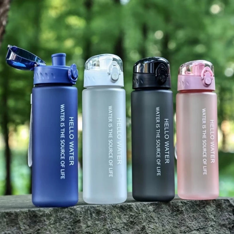 780ml Matte Frosted Sports Water Bottle Flip Top Leak Proof Portable Drinking Cup Outdoor Gym Travel Water Jug With Hand Strap Qme