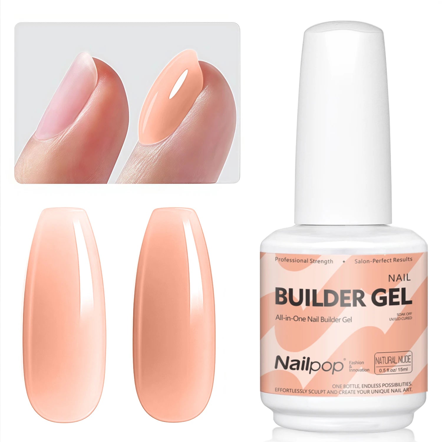 Nailpop 7-in-1 Builder Nail Gel HEMA TPO Fast Building Polish 8 Qme BG-NATURAL NUDE