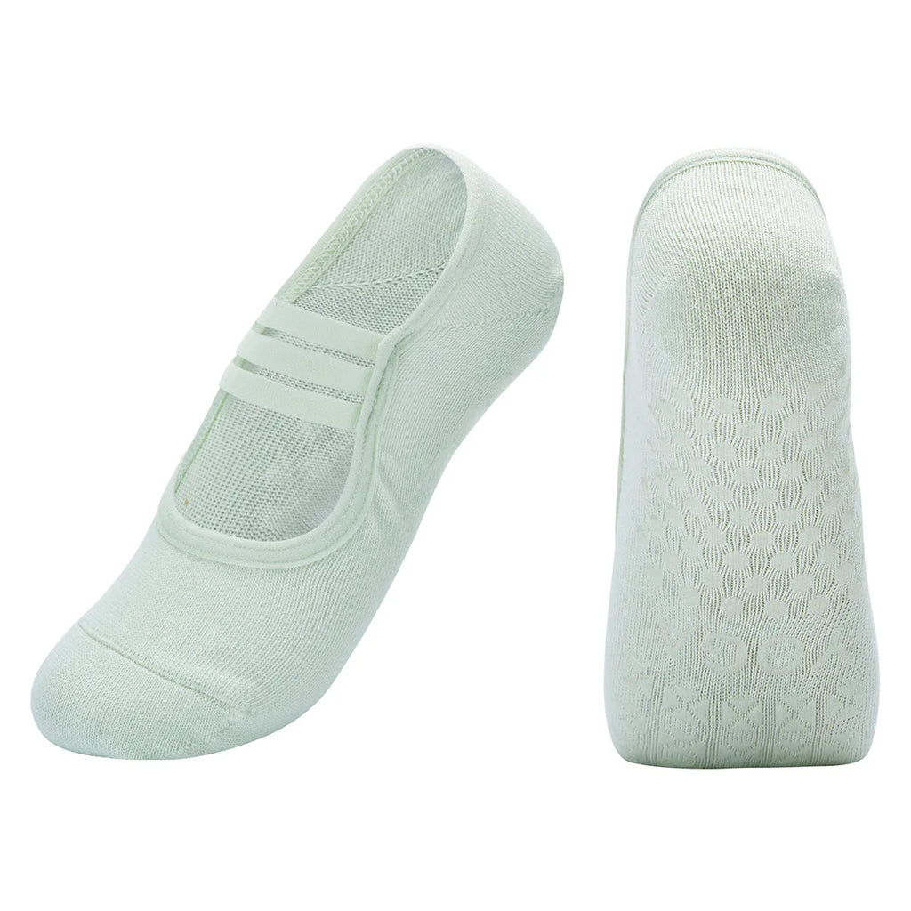 Button Silicone Non-slip Yoga Socks for Female Floor Pilates Socks Backless Breathable Cotton Indoor Fitness Dance Sports Socks Qme j One Size