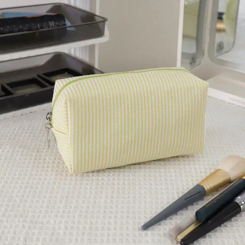 Toiletry Storage Pouch Fresh Simple Striped Cosmetic Bag Large Qme A8